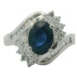 Platinum 1.88 ct Natural Sapphire & Diamond Ring