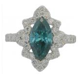 10k Gold 2.62 ct Fancy Blue Lab Diamond Ring