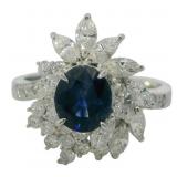 Platinum 2.16 ct Natural Sapphire & Diamond Ring