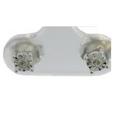 Classic Natural Diamond Silver Stud Earrings