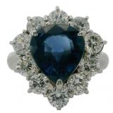 Platinum 5.33 ct Natural Sapphire & Diamond Ring