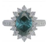 10kt Gold 3.34 ct Fancy Blue Lab Diamond Ring