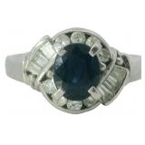 Platinum 1.19 ct Natural Sapphire & Diamond Ring
