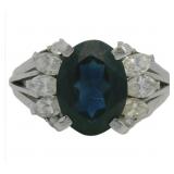 Platinum 3.00 ct Natural Sapphire & Diamond Ring