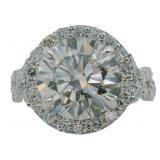 10kt Gold 5.14 ct Round VVS Lab Diamond Halo Ring