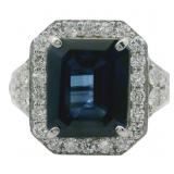 14kt Gold 7.11 ct Sapphire & VS Diamond Ring