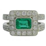 Platinum 1.42 ct Natural Emerald & VS Diamond Ring