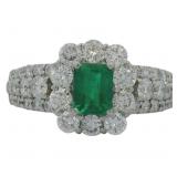 Platinum 2.34 ct Natural Emerald & VS Diamond Ring