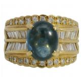 18k Gold 4.60 ct Natural Sapphire & Diamond Ring