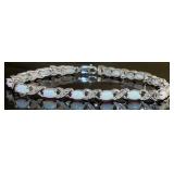 1Quality White Opal & Diamond Infinity Bracelet