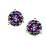 Round 3.50 ct Natural Mystic topaz stud earrings