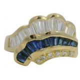 18k Gold 1.60 ct Natural Sapphire & Diamond Ring