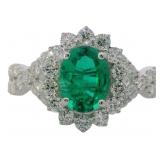 10kt Gold 2.19 ct Emerald & VS Lab Diamond Ring