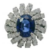 Platinum 2.51 ct Natural Sapphire & Diamond Ring