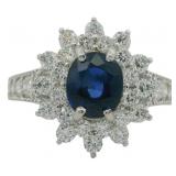 Platinum 2.22 ct Natural Sapphire & Diamond Ring