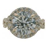 10kt Gold 5.08 ct Round Halo Lab Diamond Ring