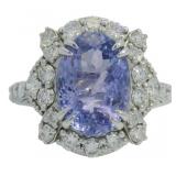 14kt Gold 5.68 ct Tanzanite & Lab Diamond Ring