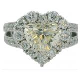 Platinum 3.46 ct Natural Fancy Yellow Diamond Ring