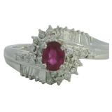 Platinum 4/5 ct Natural Ruby & Diamond Ring