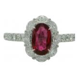 Platinum 1.68 ct Natural Ruby & VS Diamond Ring