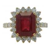 10kt Gold 5.19 ct Natural Ruby & Lab Diamond Ring