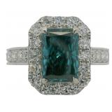 10k Gold 3.07 ct Fancy Blue Lab Diamond Ring