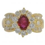 18kt Gold 2.22 ct Natural Ruby & VS Diamond Ring