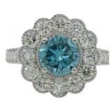10kt Gold 2.23 ct Fancy Blue VS Lab Diamond Ring
