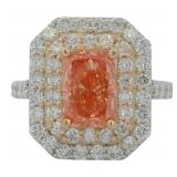 Radiant Cut 4.22 ct Vivid Pink VS Lab Diamond Ring