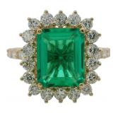 10kt Gold 3.81 ct Emerald & VS Lab Diamond Ring