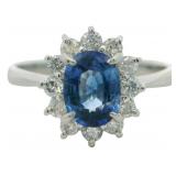 Platinum 1.43 ct Natural Sapphire & Diamond Ring