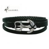 Talidara Black Leather Nautical Bracelet