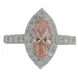 10kt Gold 2.05 ct Marquise Pink Lab Diamond Ring