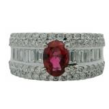 Platinum 2.64 ct Natural Ruby & VS Diamond Ring