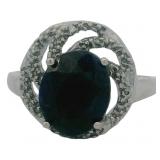 Oval 4.12 ct Natural Sapphire & Diamond Ring