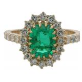 10kt Gold 2.16 ct Emerald & VS Lab Diamond Ring