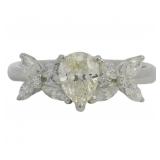 Platinum 1.14 ct Natural Pear Cut VS Diamond Ring