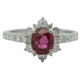 Platinum 1.50 ct Natural Ruby & Diamond Ring