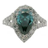 10k Gold 2.57 ct Fancy Blue Lab Diamond Ring