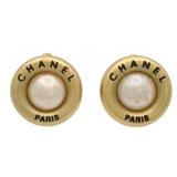 Chanel Logo Faux Pearl Clip-on Earrings