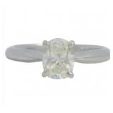 Platinum 1.01ct Natural Oval Diamond Solitair Ring