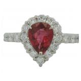 Platinum 1.73 ct Natural Ruby & Diamond Ring