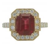 10kt Gold 4.62 ct Natural Ruby & Diamond Ring