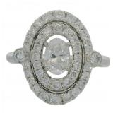 Platinum 1.41 ct Natural Oval Diamond Halo Ring