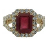 10kt Gold 4.50 ct natural Ruby & Lab Diamond Ring