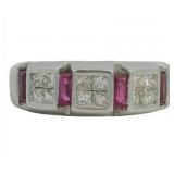 Platinum 1.00 ct Natural Ruby & Diamond Ring