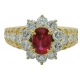 18kt Gold 1.25 Natural Ruby & VS Diamond Ring