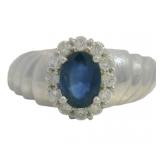 Platinum 1.28 ct Natural Sapphire & Diamond Ring