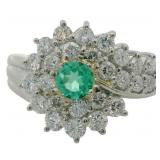 Platinum 1.43 ct Natural Emerald & Diamond Ring