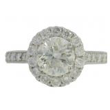 Platinum 1.99 ct Natural Round Diamond Halo Ring